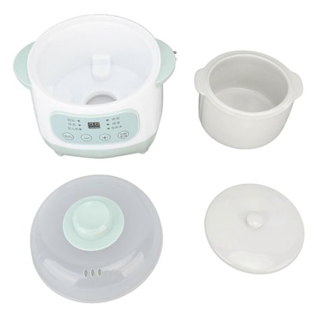 200W 1L Slow Cooker med keramisk innergryte, tidsinnstilling, grønn, jevn oppvarming, elektrisk slow stew-koker for matlaging, EU-plugg 220V