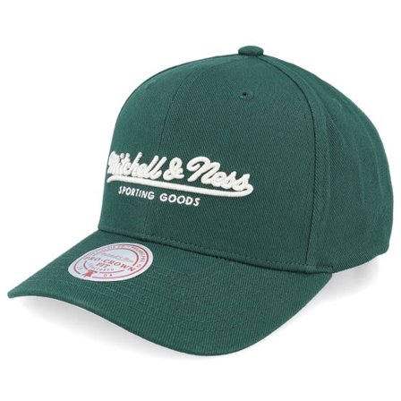 Mitchell & Ness - Grön adjustable Keps - Pinscript Green/Cream Pro Crown Green Adjustable @ Hatstore