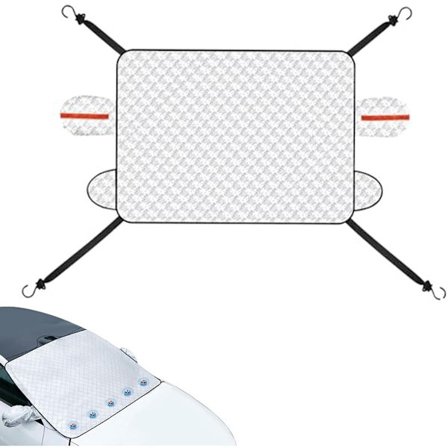 Frostsikrings Tæppe til Bil - 145 X 110 cm - Med 9 Magneter og Fire Reb - Solbeskyttelses Tæppe til Bil - Frostsikrings Tæppe til Bilrude - Forrude