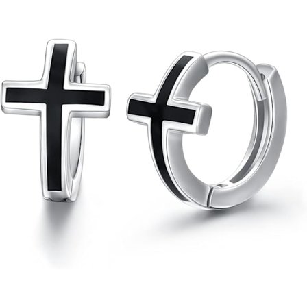 Korsörhängen Sterling Silver Hypoallergena Korsörhängen För Unisex, Sterling Silver, Inga Ädelstenar