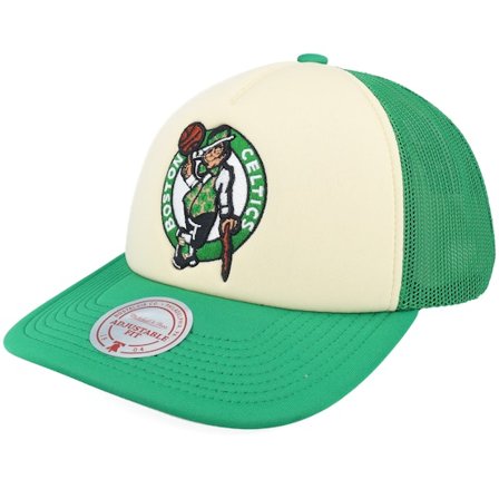 Mitchell & Ness - NBA Grønn trucker Caps - Boston Celtics Vintage Block Cream/Green Trucker @ Hatstore