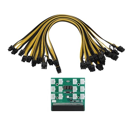 12x 6-pin breakout-kort med 12 stk. 6+2-pinners kabel for HP PSU PC-strømforsyning 50 cm