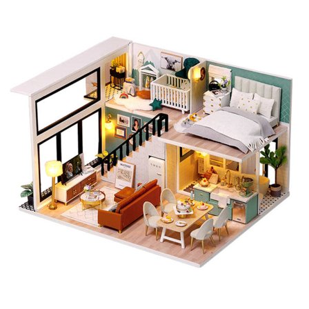 IC DIY Mini Dockhus Trämöbler Kit, Hus Litet hus