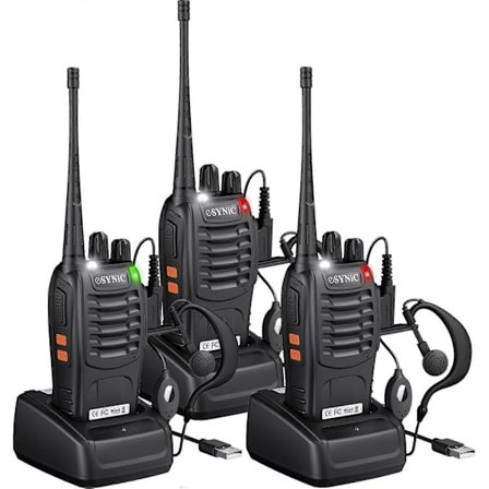 3-pakke profesjonelle walkietalkier for voksne 5 km/3 miles lang rekkevidde walkietalkier