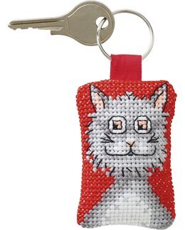 Broderikit Nøglering Kat - Permin