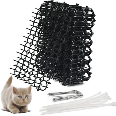Anti-katt 12 stk Anti-katt Nett med Spikes 20x15cm Matte med Spikes Katt Avskrekkende med 12 Spiker 20 Kabelbinders, Spike Repeller for Hage Anti 