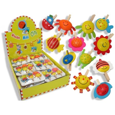 Mini Clips i trä med olika motiv - djur