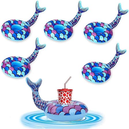 6-pak Drikkeflydere Søde Havfrue Pool Drikkeholder Sæt Genanvendelige Oppustelige Flyde Kop Underlag Til Sommer Pool Party, 6 Havfrue.