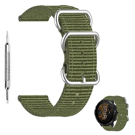 Justerbart klockarmband i andningsbar canvas för Suunto-klocka - Militärgrön