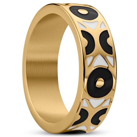 Evil Eye | 7 mm Gold-tone Black Stainless Steel Ring for Men - Steel rings