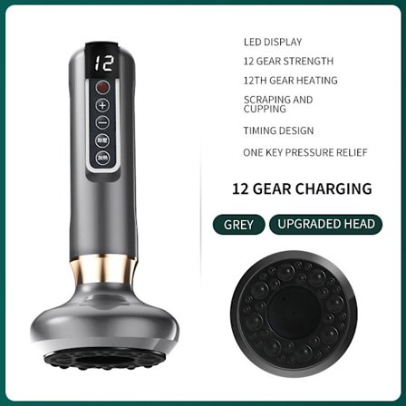 Anti Cellulite Massage Koppning, 12-nivåers Justerbar Handhållen Kroppsfettmassager, För Mage Lår (Grå)