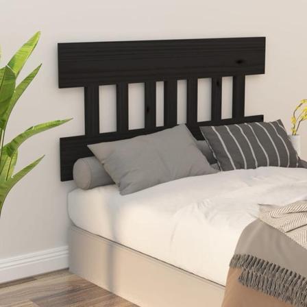 Vidaxl Sänggavel Svart 138,5x3x81 Cm Massiv Furu Svart