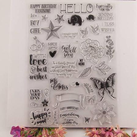 Blomma Fjäril Stjärnor Silikon Gummistämpel Klappa Scrapbooking