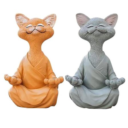 Fantasifuld Buddha Kat Figur Meditation Yoga Samleobjekt Kat Elsker Gaver