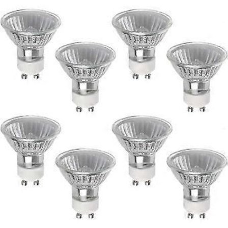 GU10 35W Halogenpærer, pakke med 8 GU10 halogen spotlys, 220-240V, 2800K varmhvit, 450 lumen, 40 graders spredningsvinkel, dimbar_Lucky_B