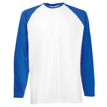 Fruit Of The Loom Herr Långärmad Baseball T-shirt L Vit/roy