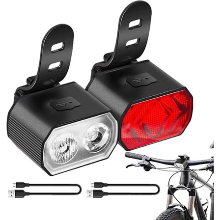 Genopladelig cykelforlygte | Cykellygter for og bag USB genopladelig, cykellampe forlygte med stort lysområde til rytter, campingvogn og stegepande