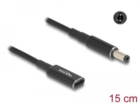 Delock strømadapter - 24 pin USB-C til 5,5 x 2,1 mm DC-jakk - 15 cm