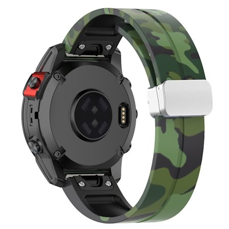 Kamouflage Silver Spänne 20mm Sportklockarmband För Garmin Fenix 7S/6S Pro / 5S Plus/Instinct 2S