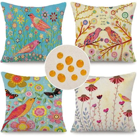 Set med 4 kuddfodral - 45 x 45 cm - Utomhusdekoration - Vattenavvisande - Andningsbar - För soffkuddar, trädgård och utomhus