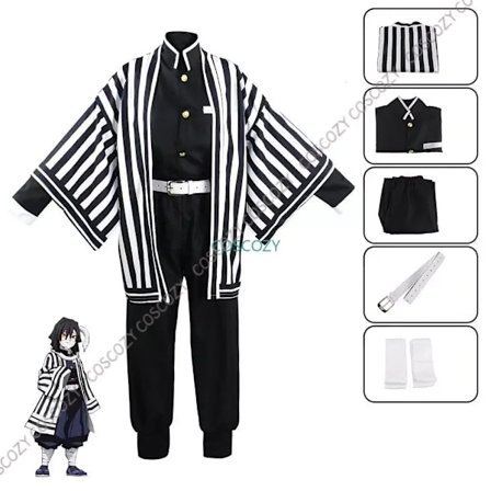 Lilla/Sort Iguro Obanai Cosplay Anime Demon Ghost Killer Iguro Obanai Haori Kimono Cosplay Kostume Hvid Slange Dukkesæt Børn 120cm