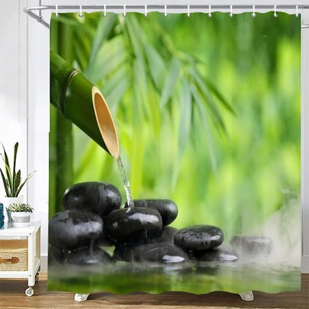 Pikkukiviprinttikuvioinen suihkuverho, pestävä kangasverho koukuilla, koristeellinen kylpyhuoneen verho, kivet, 3D-suihkuverhot L180xK240cm