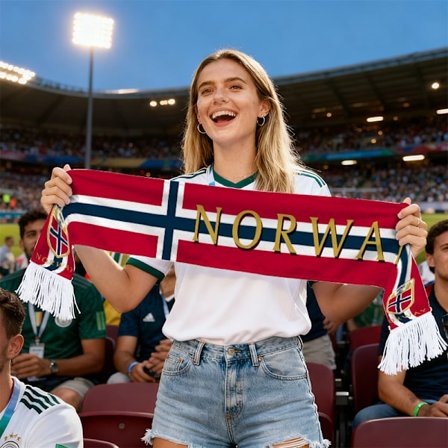 Fotballskjerf for supportere til VM 2026 Norge Sverige England Argentina Brasil Spania Tyskland