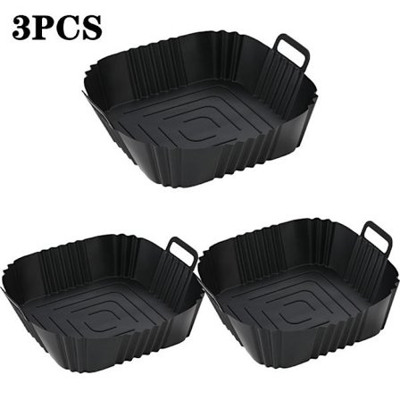 3 stk. Silikon Air Fryer Kurv Multifunksjonelt Non-Stick Matkvalitet Ovn Air Fryer Tilbehør