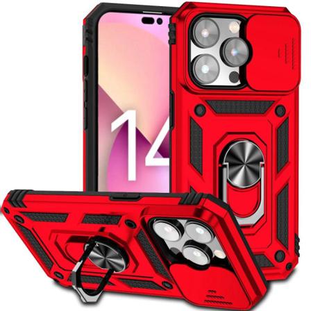 Iphone 14 Pro Max Kickstand Feature Skal - Rött Red