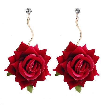 Delikate rosenøreringe smukke røde rosen dinglende øreringe mode luksus smykker