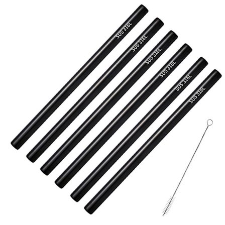 Ruostumattomasta teräksestä valmistetut pirtelöpillit, leveät uudelleenkäytettävät metalliset juomapillit pirtelöille, smoothieille, juomille, 6 kpl:n