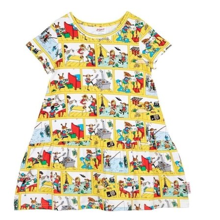 Pippi Langstrømpe Energisk kjole gul kortærmet