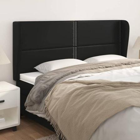 Vidaxl Huvudgavel Med Kanter Svart 203x23x118/128 Cm Konstläder Svart