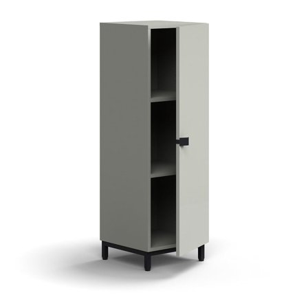 Cabinet QBUS, 2 shelves, leg frame, handle, 1252x400x420 mm, black, light grey