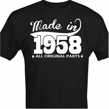 Svart T-shirt med design - Made in 1958 - All original parts