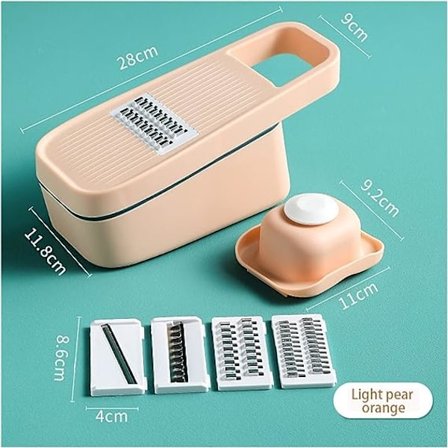 Vegetabilislicer, Multiskärare, Rivjärn för Grönsaker, Mandolin, Potatisskalare, Morots- och Fruktskärare, Köktillbehör, Vegetabiliskskärare (Färg: 