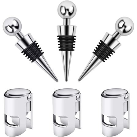 Vinstoppare 6 stk rustfritt stål champagne kork forseglet