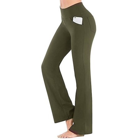 Dam Vanliga elastiska Yogabyxor med hög midja Andas Bekväm Full Längd Vida Ben Byxor Sommar Casual Flare Byxor