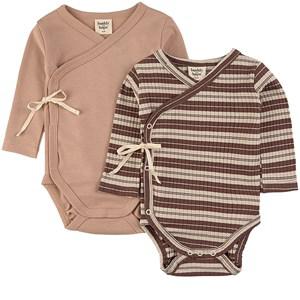 Buddy & Hope 2-Pack Chocolate/Oak GOTS Wrap Bodies 74/80 cm - All in ones - 74/80 cm - Brown