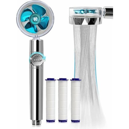 Håndbruser, Vandsparende Anti-Kalk Bruserhoved, Højtryks Propeller Bruserhoved Tre-Niveau Filter Filtersystem med 3 Udskiftelige PP Cot