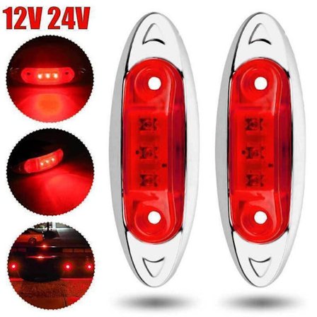 2 stk. LED sidemarkeringslys Varsellys Baklys RØD