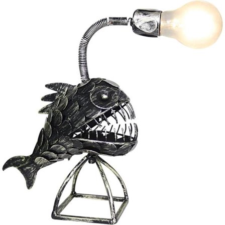 Kreativ Anglerlampe, Anglerfisk Lampe Kunstlampe, Retro Jernkunst S