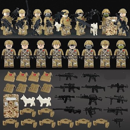 8 stk City Politi SWAT Hær Mini Figurer Soldat Serie med Tilbehør Byggeklosser MiniFigurer Barn DIY