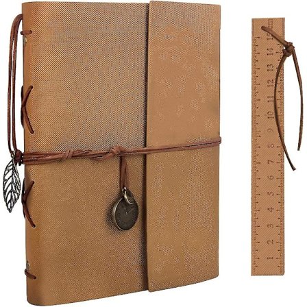 Fotoalbum til å designe selv, DIY-skrapbok med ringperm, lærfotobok selvklebende