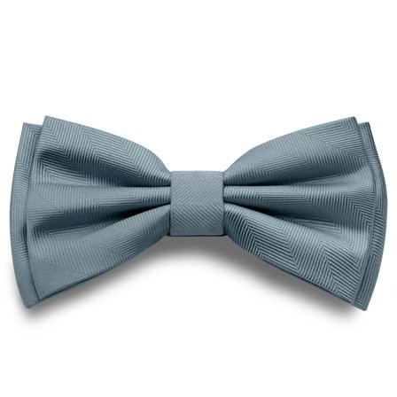 Smoke Grey Pre-Tied Herringbone Bow Tie for Men - Pre-tied bow ties
