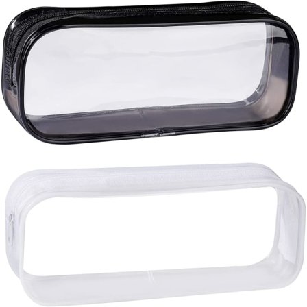 Gjennomsiktige penalhus - 2-pakning PVC-glidelåsposer for skole- og kontorrekvisita