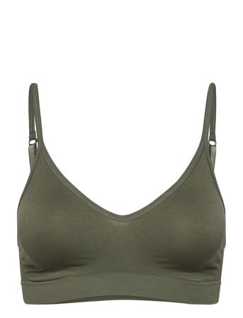 Lucia Bra Top Solid Lingerie Bras & Tops Soft Bras Tank Top Bras Khaki Green Missya