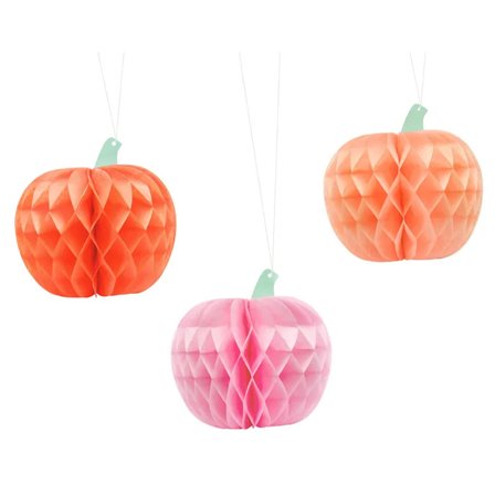 Pumpa Honeycomb Dekoration 3-pack - Partyninja.se