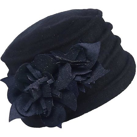 Vintage naisten kukkakuvioinen villamekko Cloche-talvihattu 1920-luku