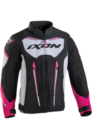 Motorradjacke Ixon Striker Air Kinder Schwarz/Weiß/Fuchsia XL
